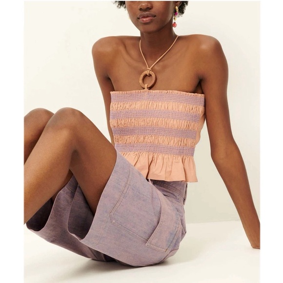 Sessun Tops - Sessun Navi Smocked Cotton Top